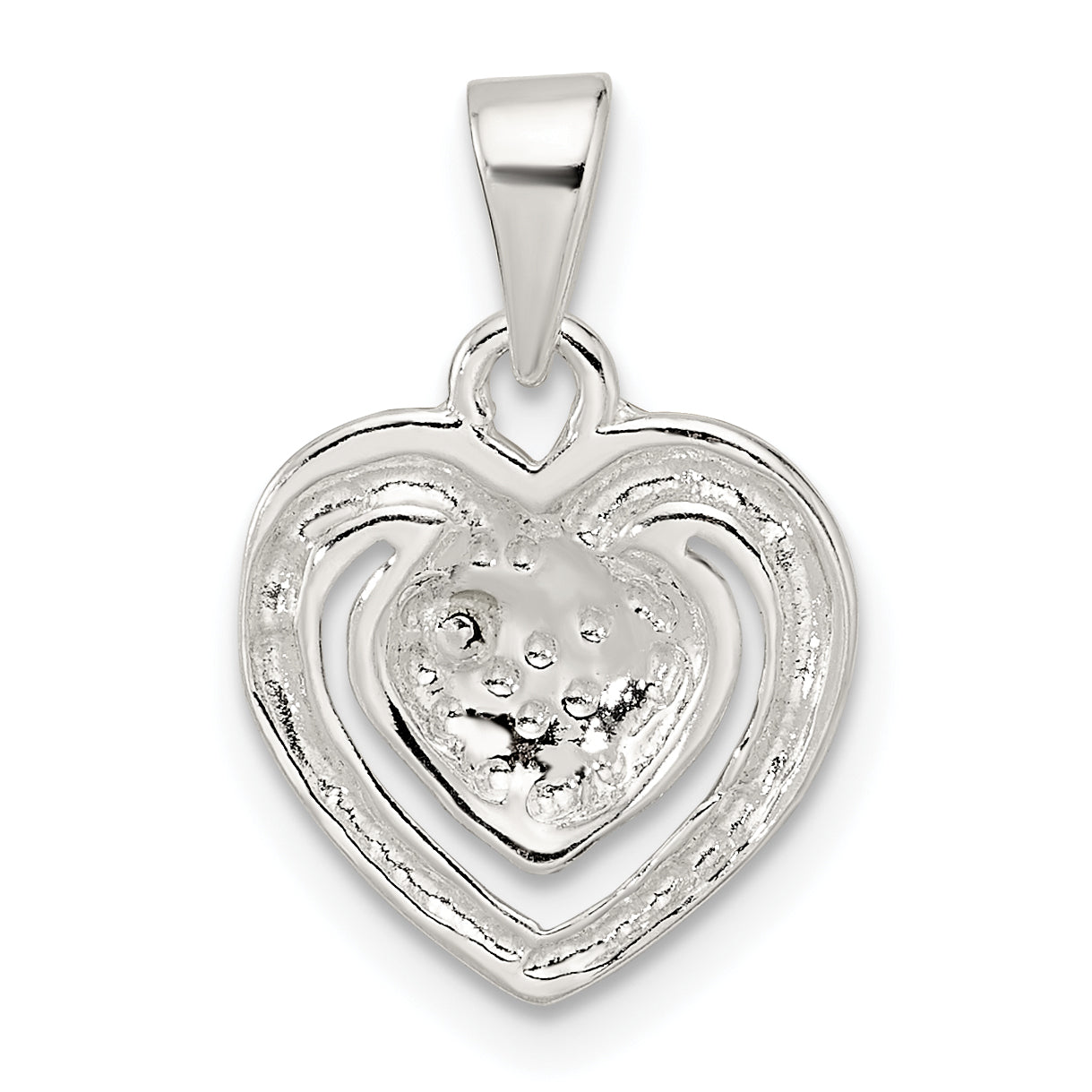 Sterling Silver Polished Crystal Heart Pendant