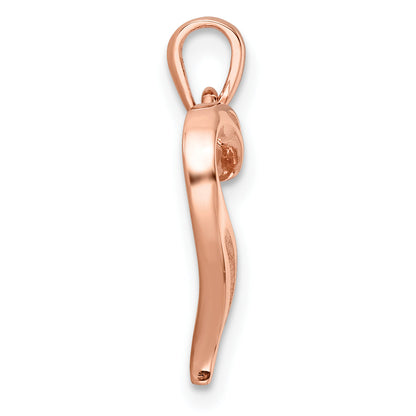 Sterling Silver Rose-Tone Cz Open Heart Pendant