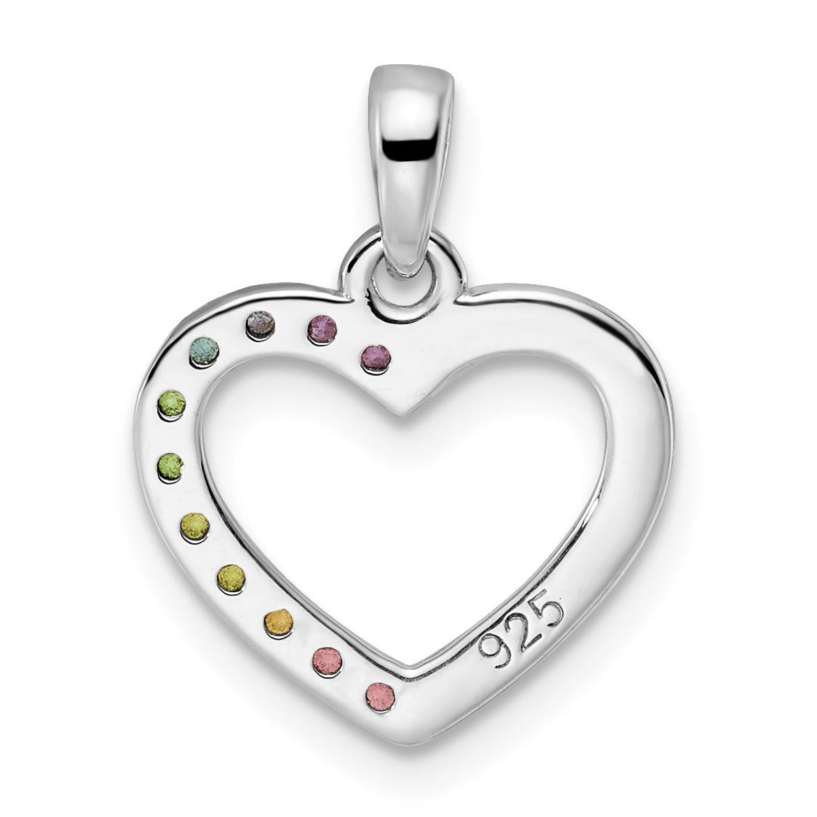 Sterling Silver Rhodium-Plated Nano Crystal Heart Pendant