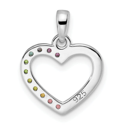 Sterling Silver Rhodium-Plated Nano Crystal Heart Pendant