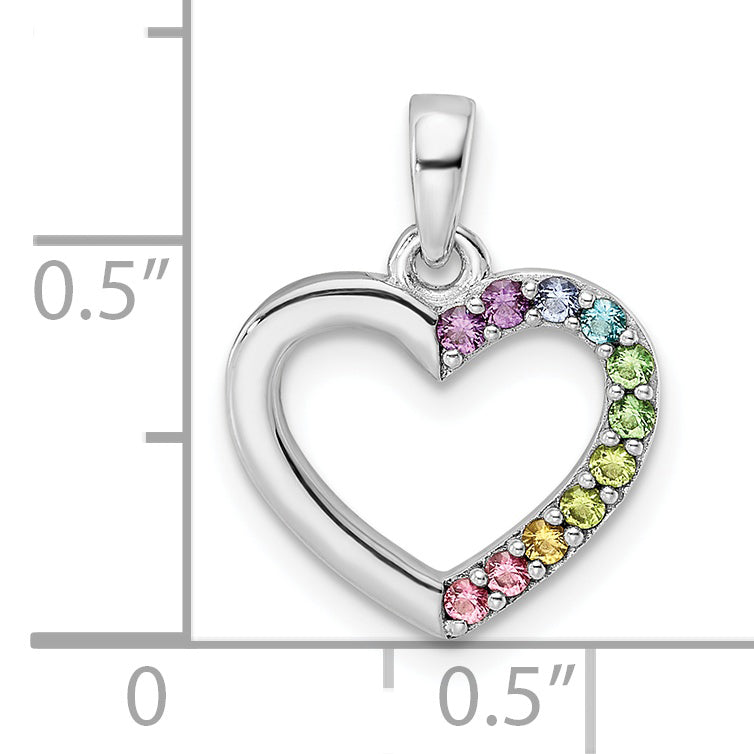 Sterling Silver Rhodium-Plated Nano Crystal Heart Pendant