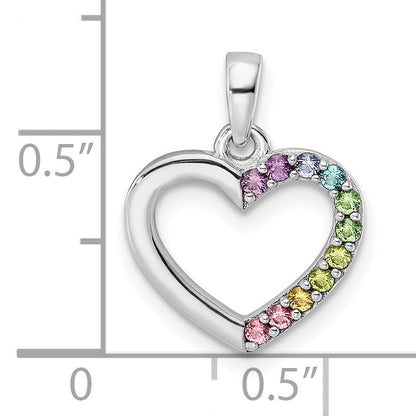 Sterling Silver Rhodium-Plated Nano Crystal Heart Pendant