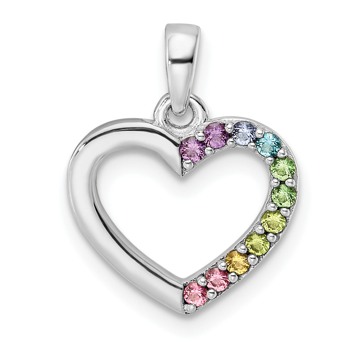 Sterling Silver Rhodium-Plated Nano Crystal Heart Pendant