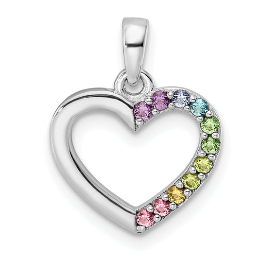 Sterling Silver Rhodium-Plated Nano Crystal Heart Pendant