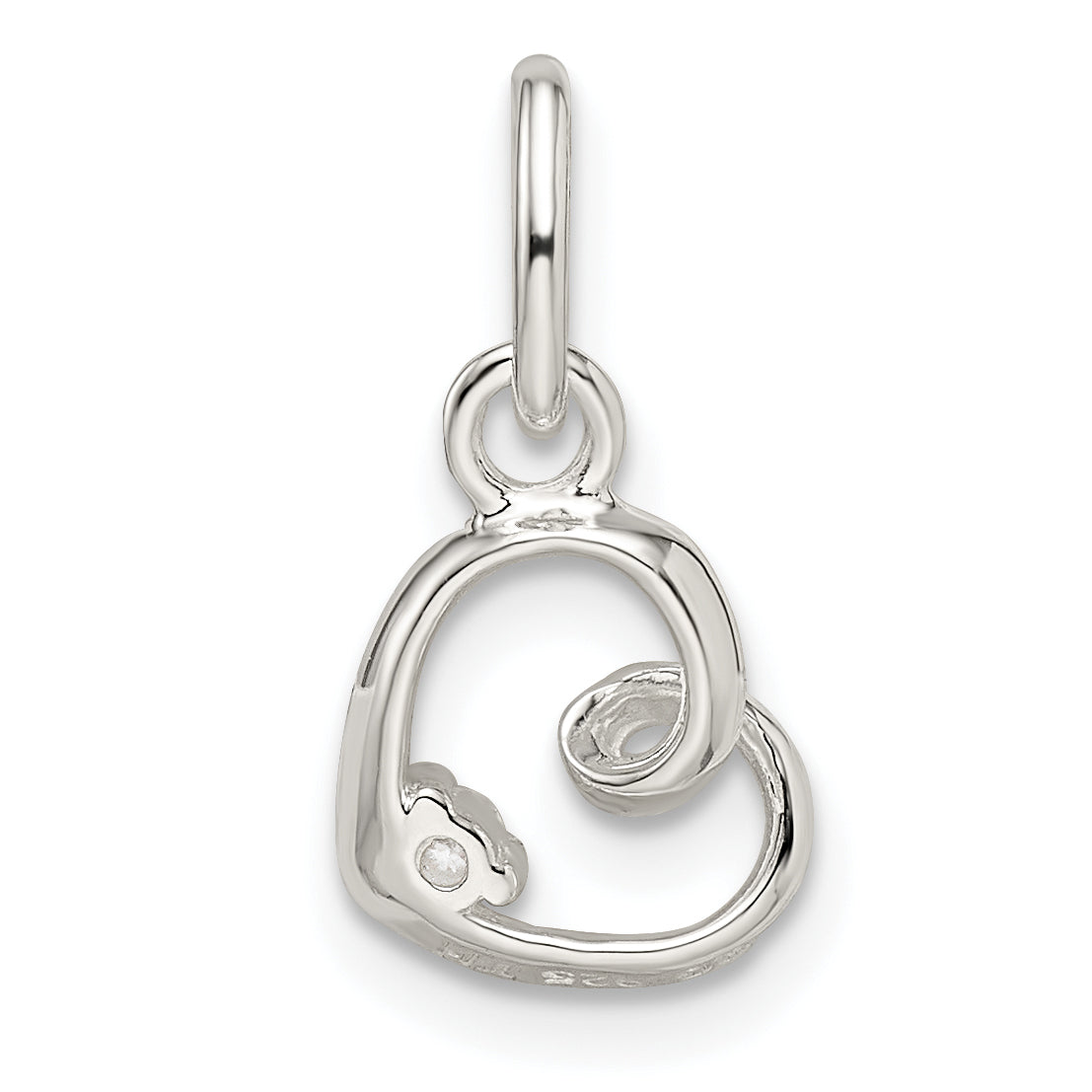 Sterling Silver Cz Heart Pendant