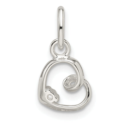 Sterling Silver Cz Heart Pendant
