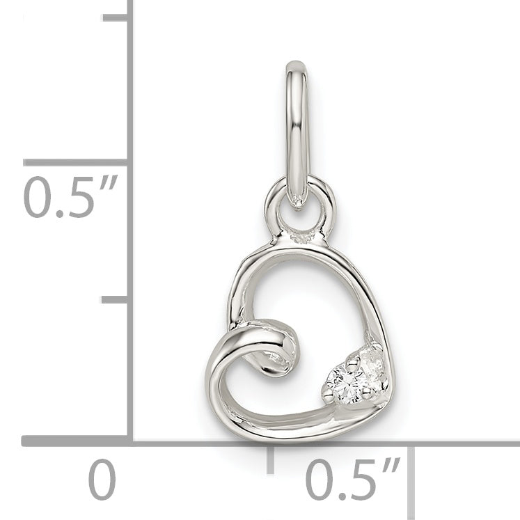 Sterling Silver Cz Heart Pendant