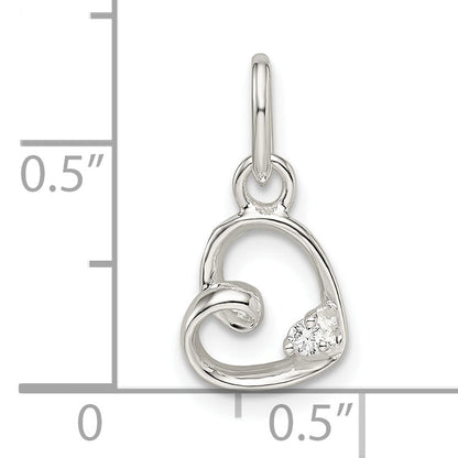 Sterling Silver Cz Heart Pendant