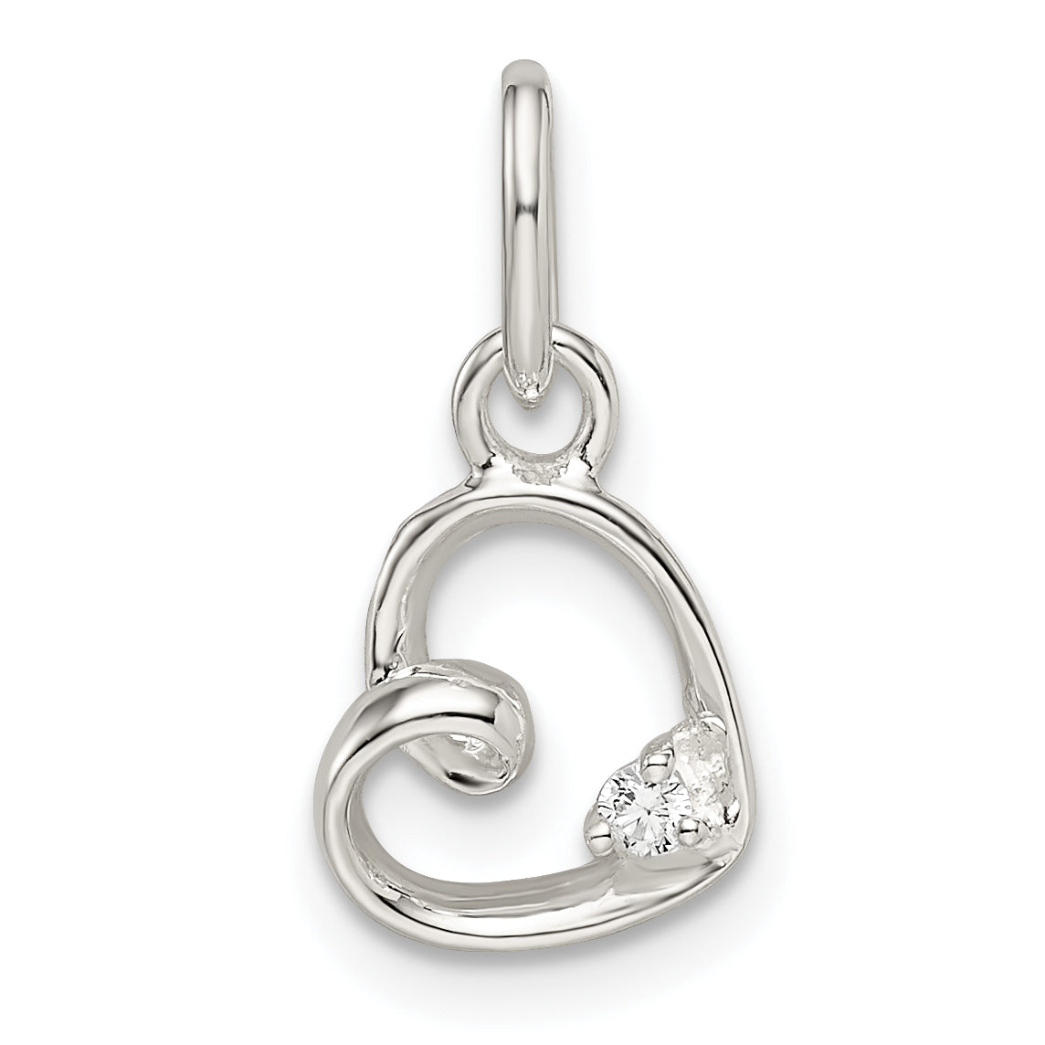 Sterling Silver Cz Heart Pendant