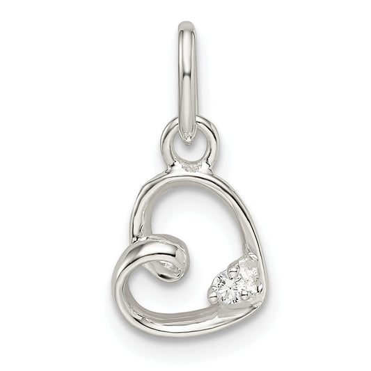 Sterling Silver Cz Heart Pendant