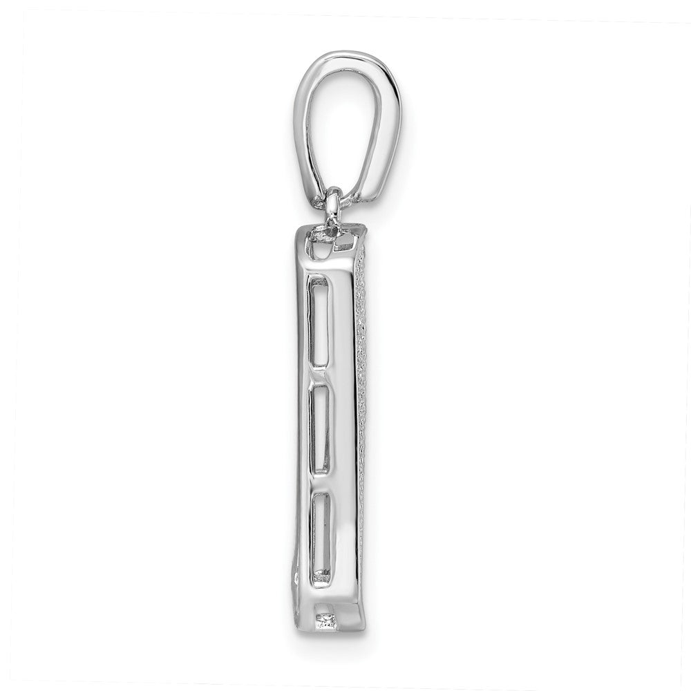 Sterling Silver Rhodium-Plated Polished Cz Pendant