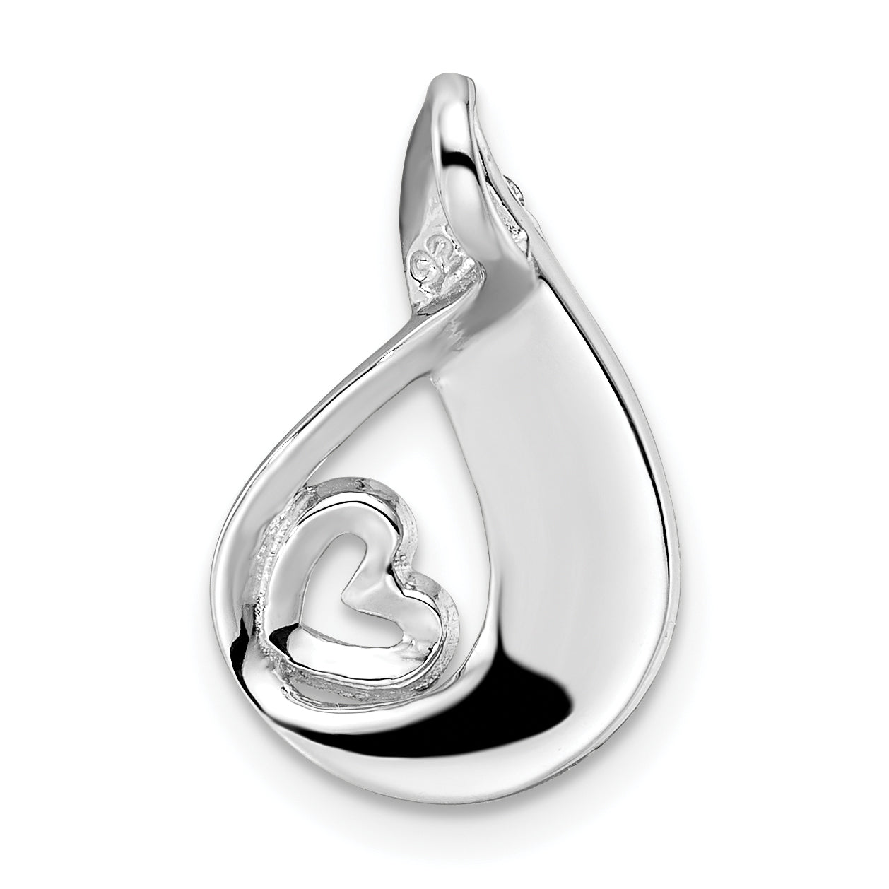 Sterling Silver Rh-Plated Preciosa Crystal Teardrop Heart Chain Slide