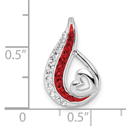 Sterling Silver Rh-Plated Preciosa Crystal Teardrop Heart Chain Slide