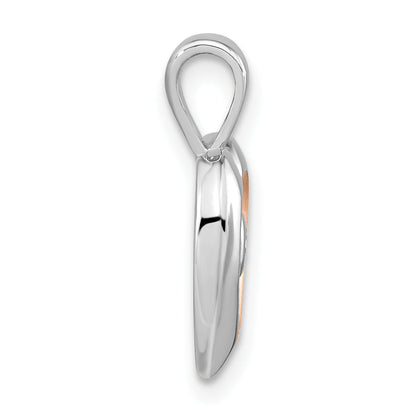 Ss/Rose Plated Sterling Silver Rh-Plated & Rose Gold-Plated Diamond Heart Pendant