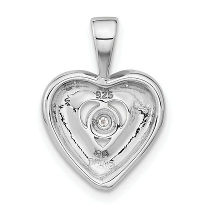 Ss/Rose Plated Sterling Silver Rh-Plated & Rose Gold-Plated Diamond Heart Pendant