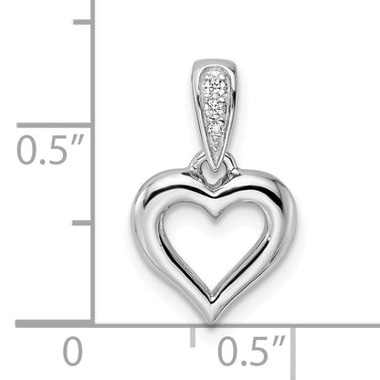 Sterling Silver Rh Cz Heart Dangle Pendant