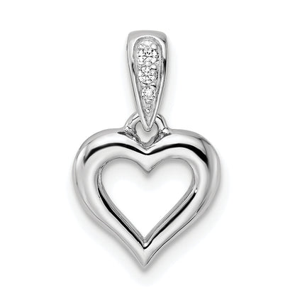 Sterling Silver Rh Cz Heart Dangle Pendant