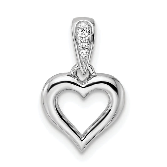 Sterling Silver Rh Cz Heart Dangle Pendant