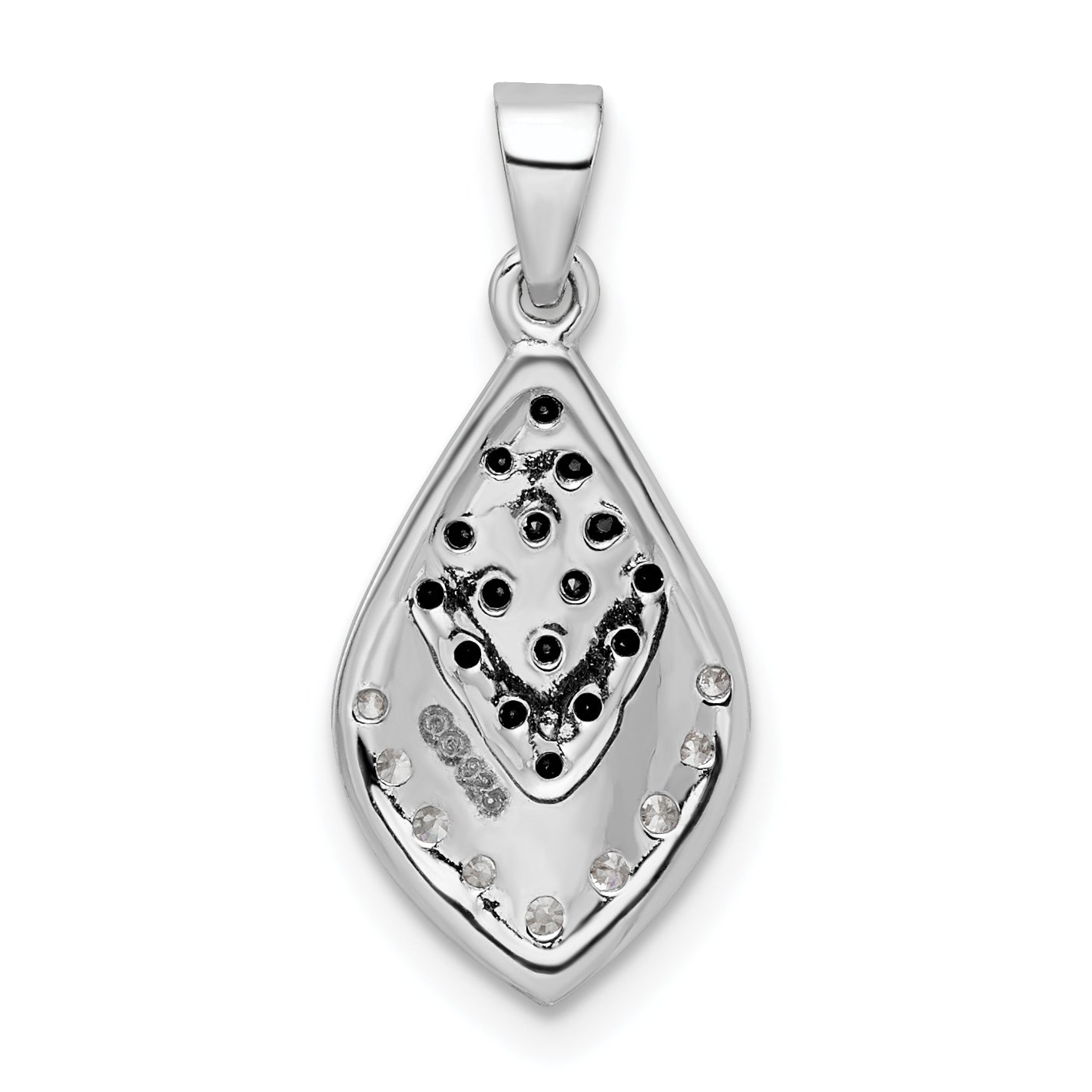 Sterling Silver Rh Polished Black And White Cz Pendant