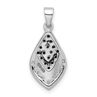 Sterling Silver Rh Polished Black And White Cz Pendant