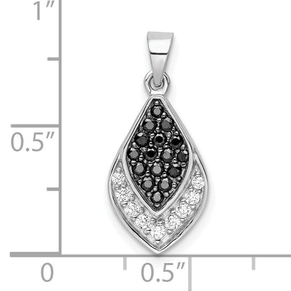 Sterling Silver Rh Polished Black And White Cz Pendant
