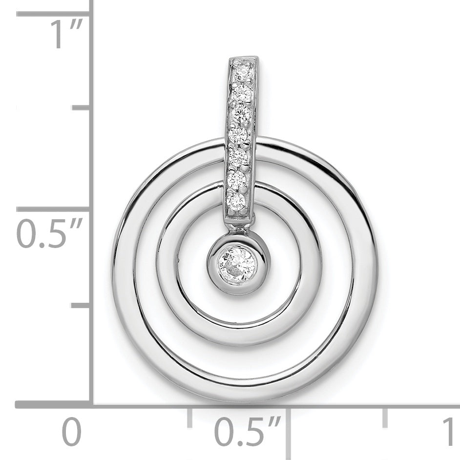 Sterling Silver Rh Polished Cz Circle Pendant