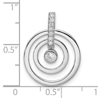 Sterling Silver Rh Polished Cz Circle Pendant