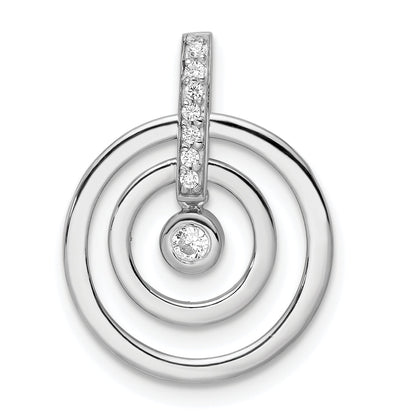 Sterling Silver Rh Polished Cz Circle Pendant