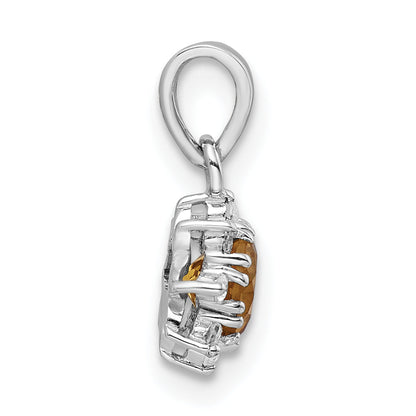 Sterling Silver Rh Polished Citrine And Topaz Pendant
