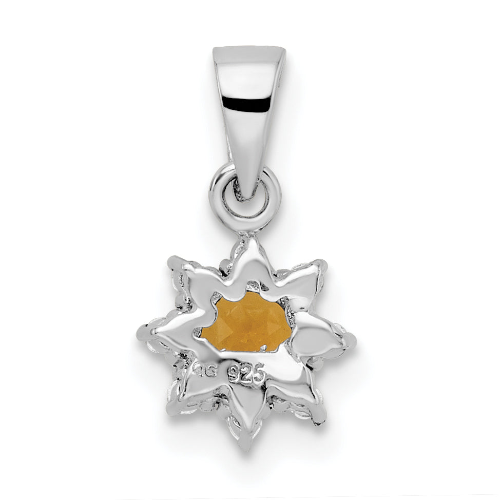 Sterling Silver Rh Polished Citrine And Topaz Pendant