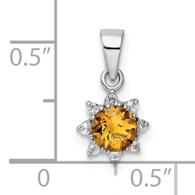 Sterling Silver Rh Polished Citrine And Topaz Pendant