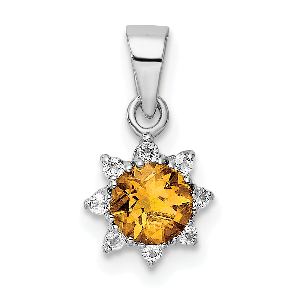 Sterling Silver Rh Polished Citrine And Topaz Pendant