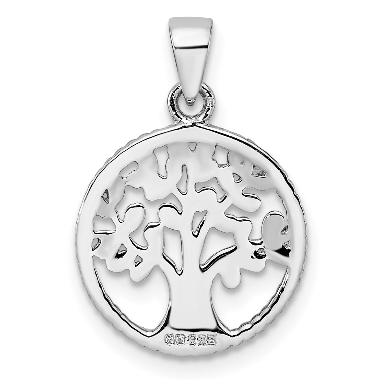 Sterling Silver Rh Tree Pendant