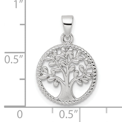 Sterling Silver Rh Tree Pendant