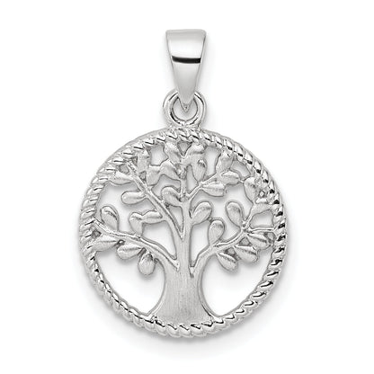 Sterling Silver Rh Tree Pendant