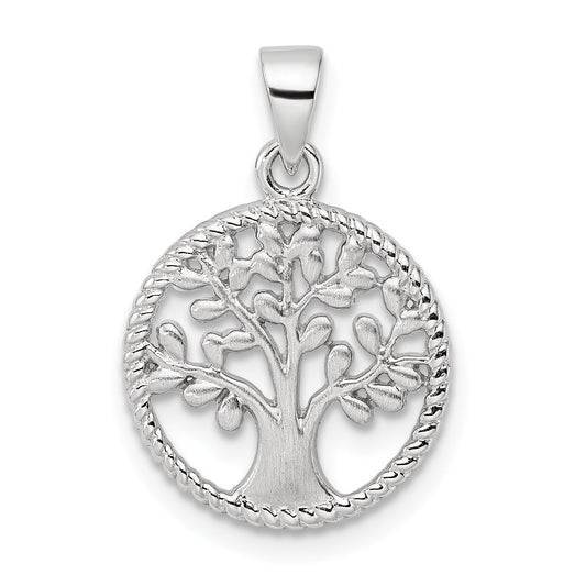 Sterling Silver Rh Tree Pendant