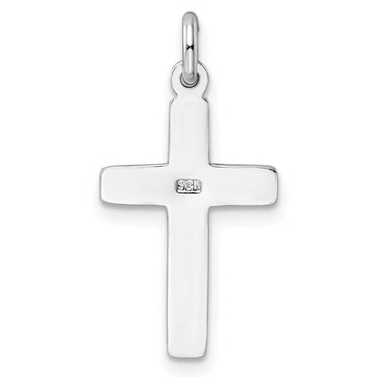 Sterling Silver Rh-Plated Dove Cross Pendant