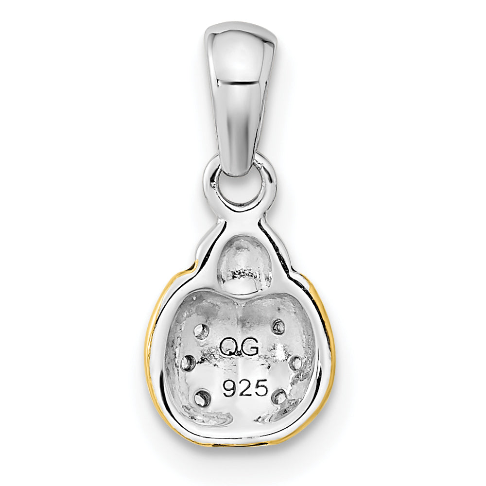 Ss/Gold Plated Sterling Silver Rh-Plate Gold-Plated Cz Enameled Brushed Lady Bug Pendant