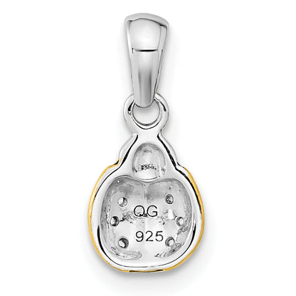 Ss/Gold Plated Sterling Silver Rh-Plate Gold-Plated Cz Enameled Brushed Lady Bug Pendant