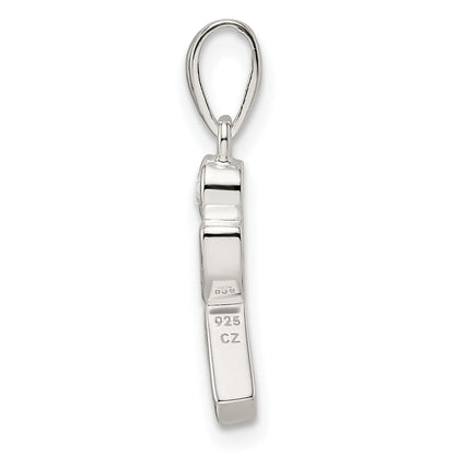 Sterling Silver Polished Geometric Shapes Cz Pendant