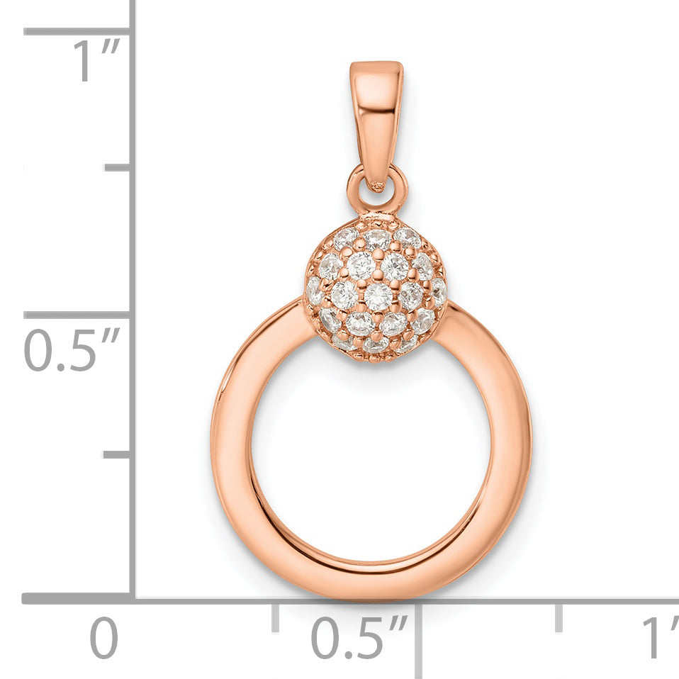 Ss/Rose Plated Sterling Silver & Rose Gold-Plated Cz Circle Pendant