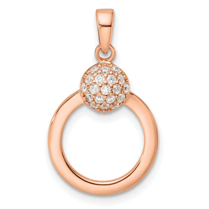 Ss/Rose Plated Sterling Silver & Rose Gold-Plated Cz Circle Pendant