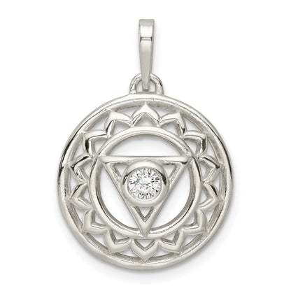 Sterling Silver Cz Throat Chakra Filigree Pendant
