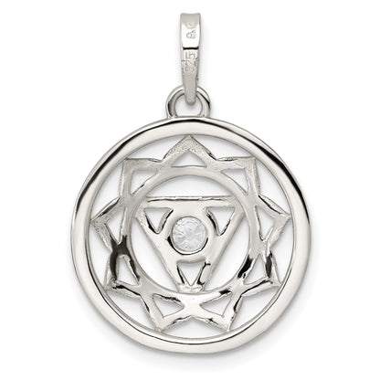 Sterling Silver Cz Solar Chakra W/Triangle Center Pendant