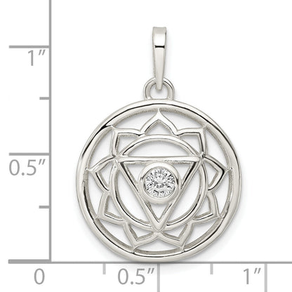 Sterling Silver Cz Solar Chakra W/Triangle Center Pendant