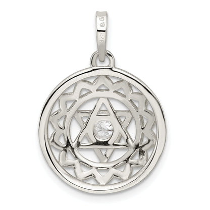 Sterling Silver Cz Heart Chakra Filigree Pendant