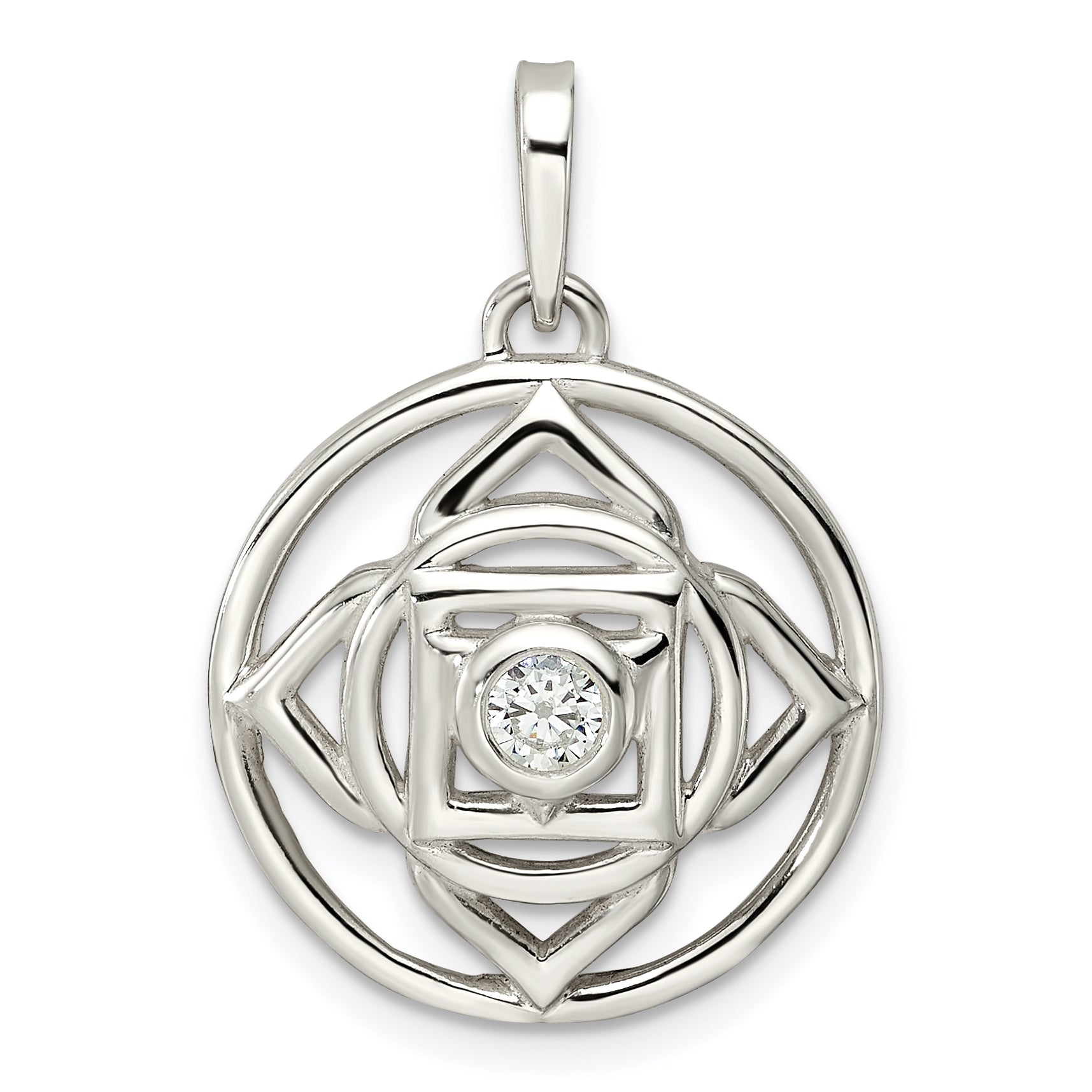 Sterling Silver Cz Root Chakra Filigree Pendant