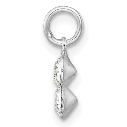 Sterling Silver Rh-Plated Crystal 3-Stone Pendant