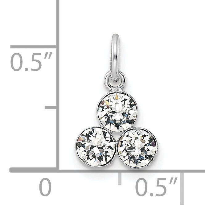 Sterling Silver Rh-Plated Crystal 3-Stone Pendant