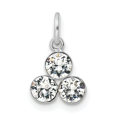 Sterling Silver Rh-Plated Crystal 3-Stone Pendant